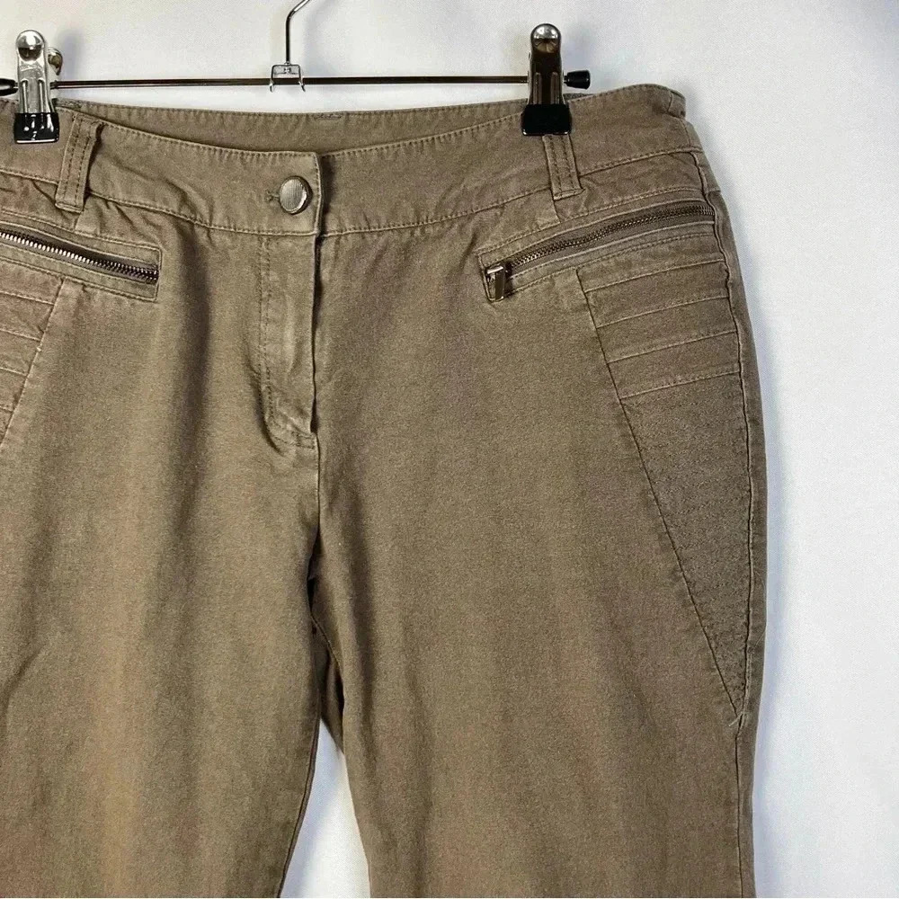 Chatelaine Voyage Dark Brown Moto Skinny Leg Pants 8 - Picture 3 of 4